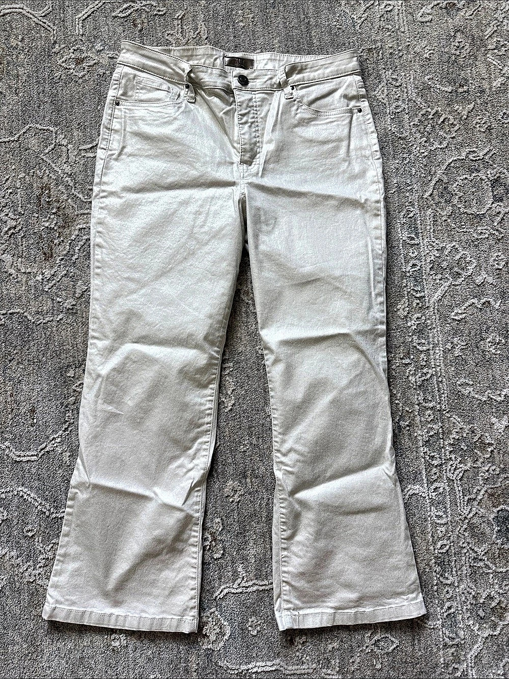 KUT Coated Wide Leg Jeans in Cream.  Coated denim very in for fall!!